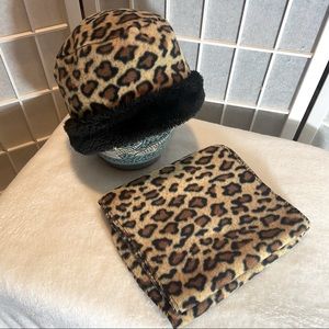Hat and Scarf Set Animal Print NWOT